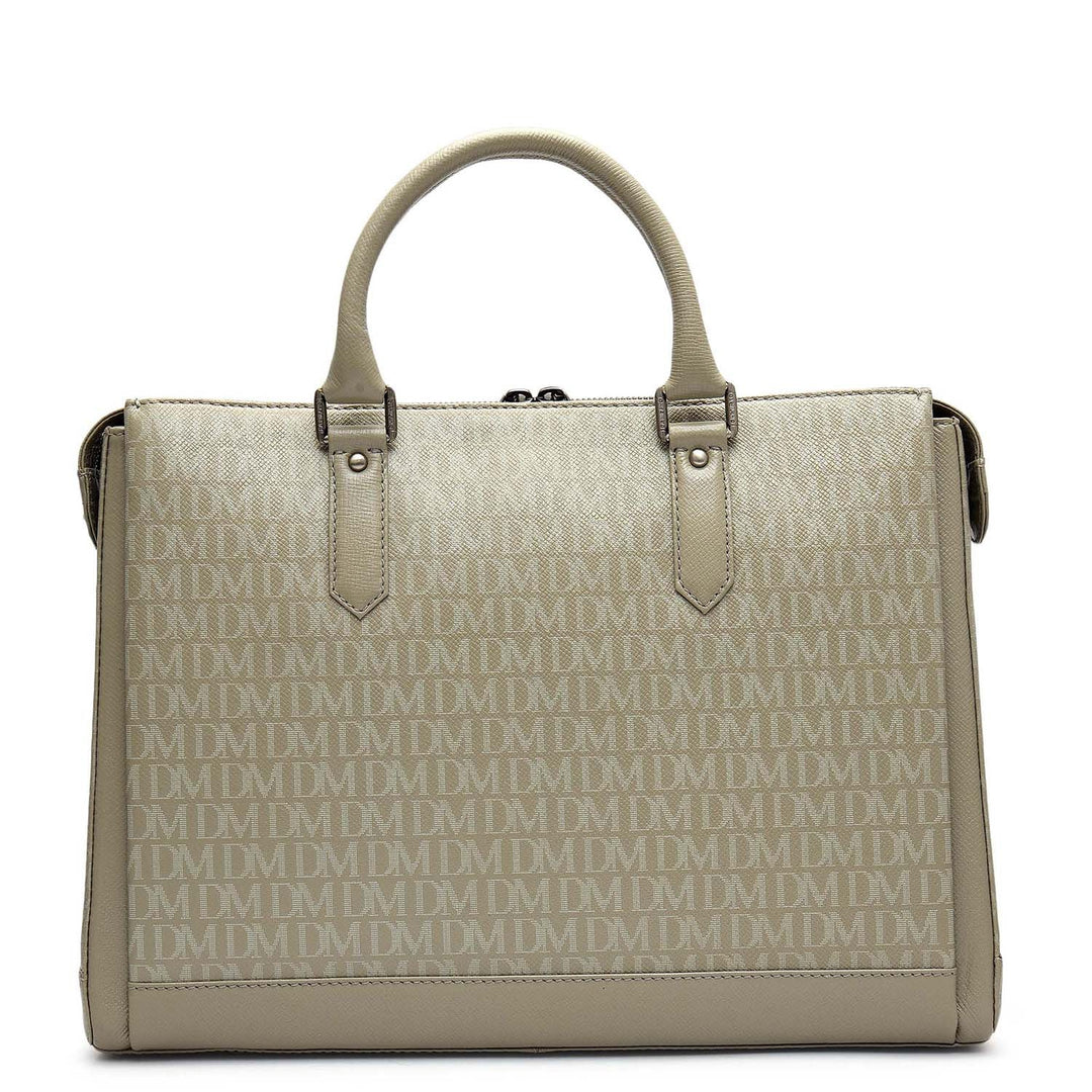 Monogram Franzy Leather Laptop Bag - Stone Grey