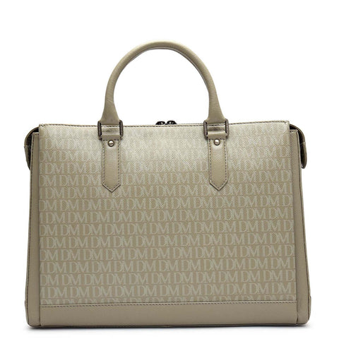 Monogram Franzy Leather Laptop Bag - Stone Grey