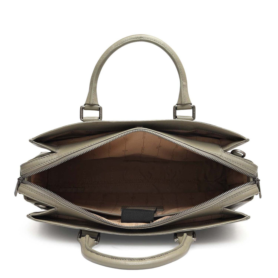 Monogram Franzy Leather Laptop Bag - Stone Grey