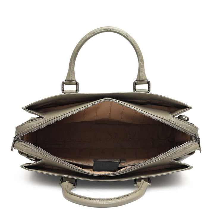 Monogram Franzy Leather Laptop Bag - Stone Grey