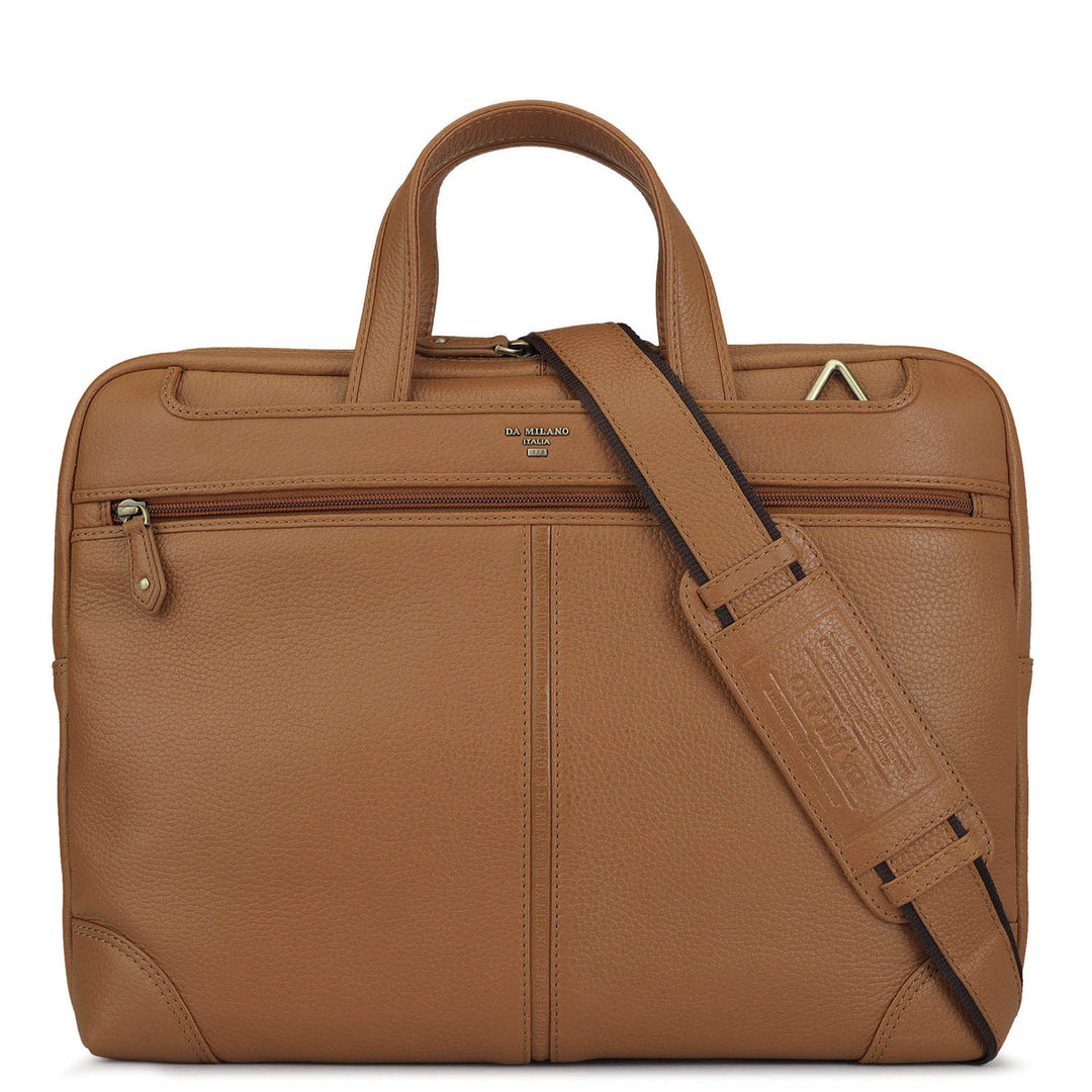 Tan Wax Leather Computer Bag - Upto 15"