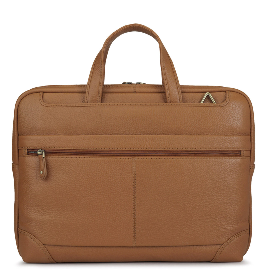 Tan Wax Leather Computer Bag - Upto 15"