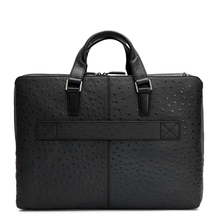 Ostrich Leather Laptop Bag - Black