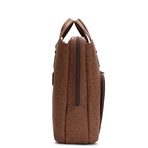 Ostrich Leather Laptop Bag - Mocha