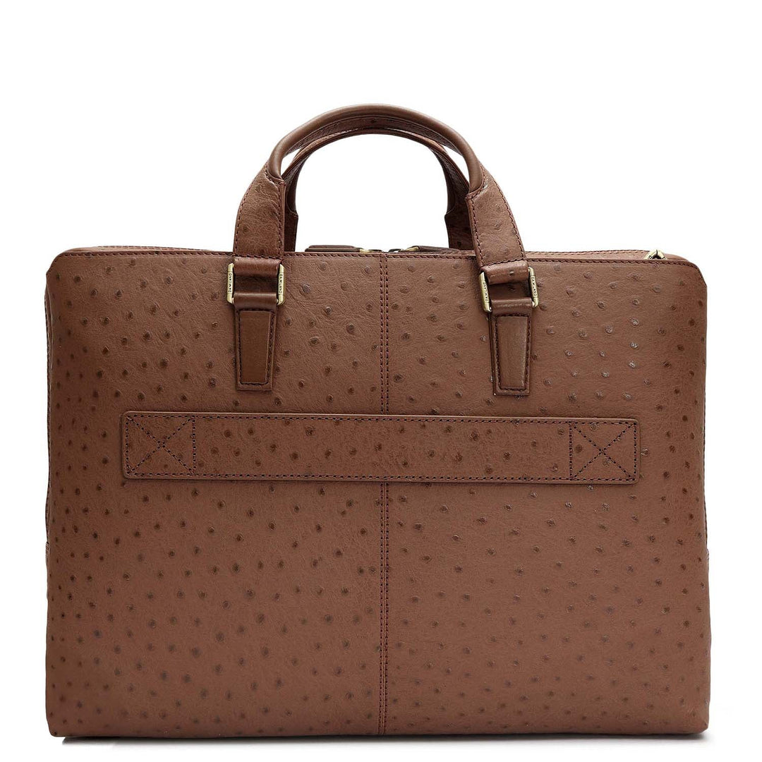 Ostrich Leather Laptop Bag - Mocha