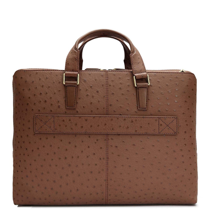 Ostrich Leather Laptop Bag - Mocha