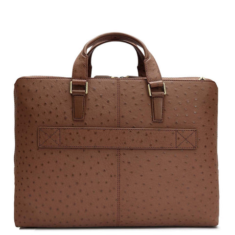 Ostrich Leather Laptop Bag - Mocha