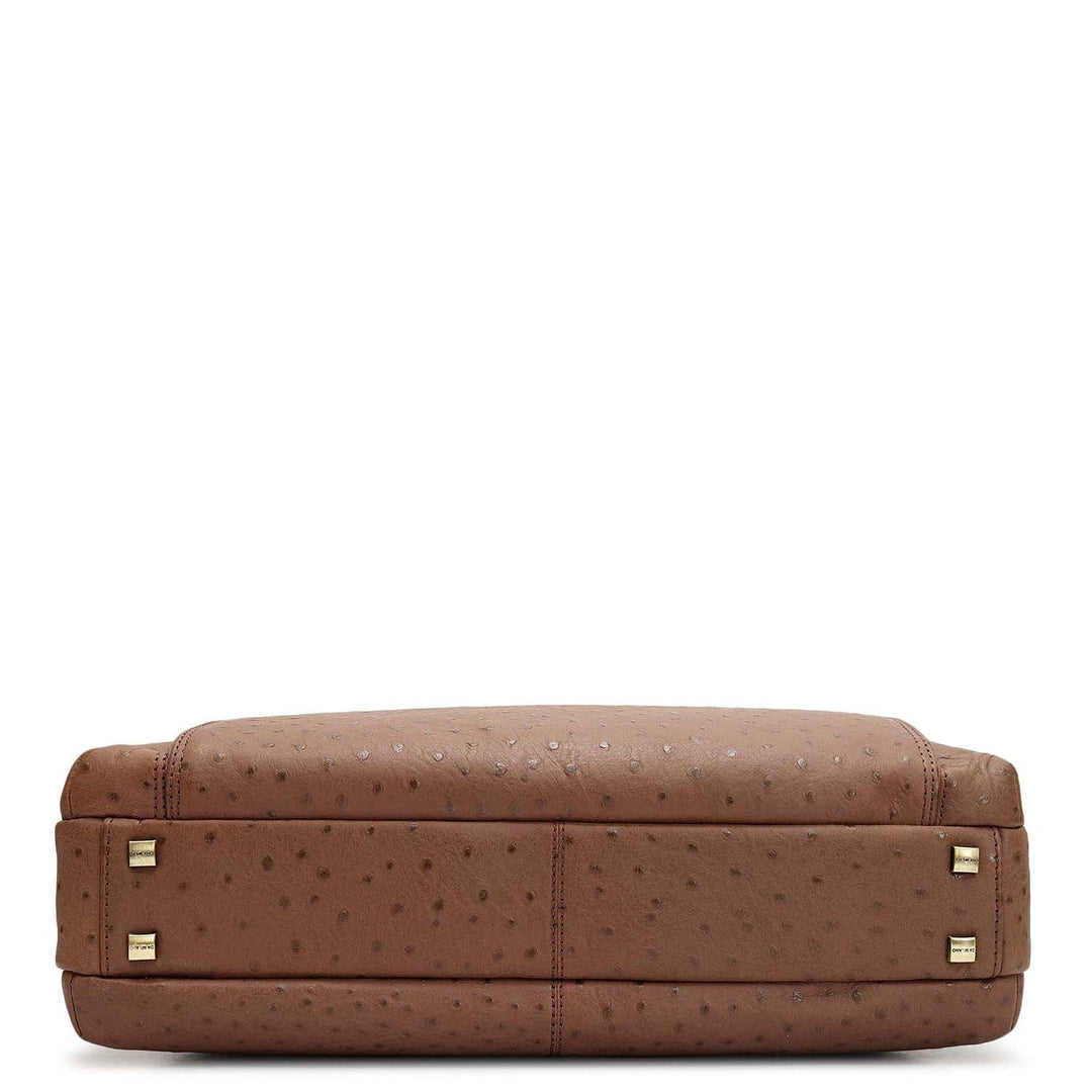 Ostrich Leather Laptop Bag - Mocha