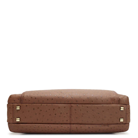 Ostrich Leather Laptop Bag - Mocha