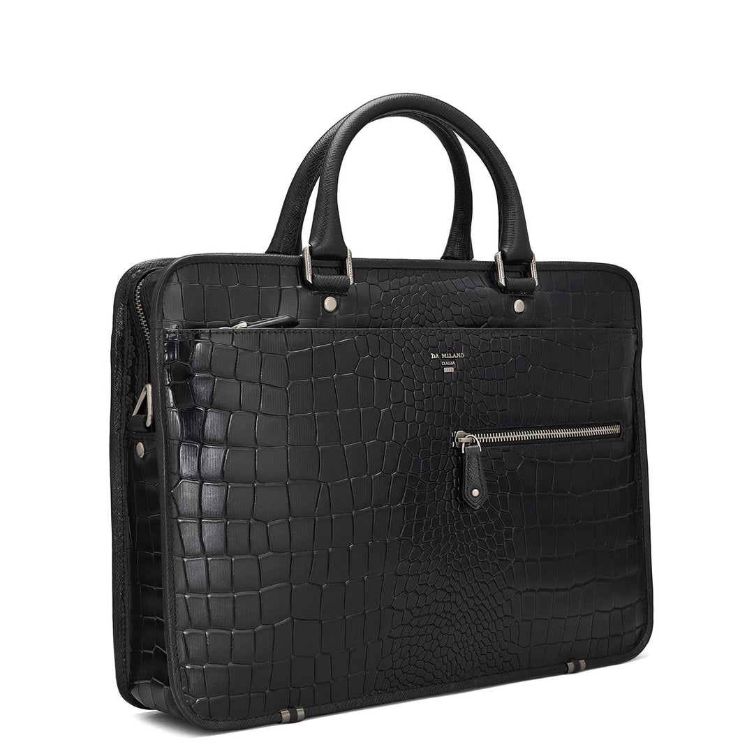 Black Croco Leather Laptop Bag - Upto 14"