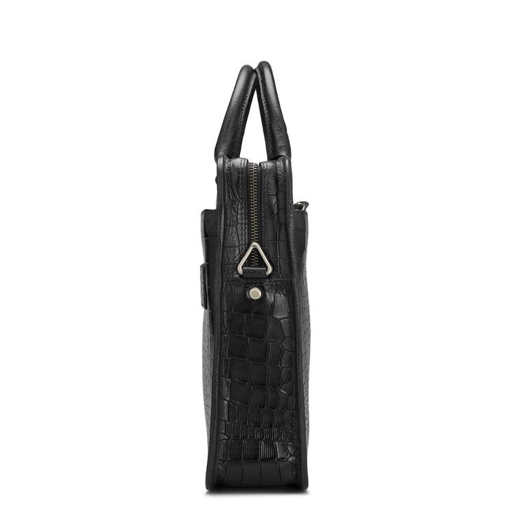 Black Croco Leather Laptop Bag - Upto 14"