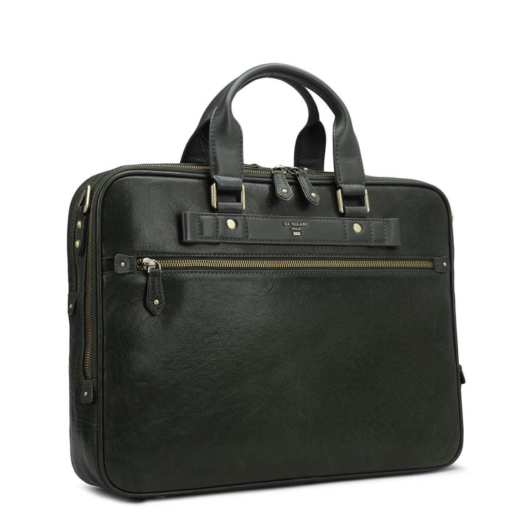 Elephant Pattern Leather Laptop Bag - Green