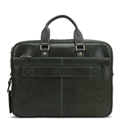 Elephant Pattern Leather Laptop Bag - Green