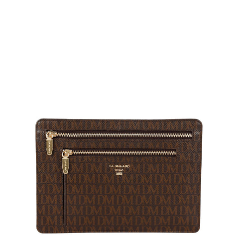 Small Monogram Leather Clutch - Oak