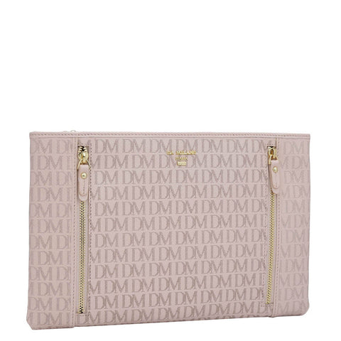 Small Monogram Leather Clutch - Blush