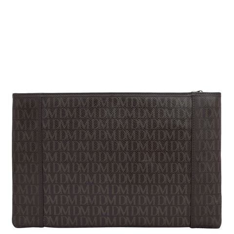 Small Monogram Leather Clutch - Chocolate