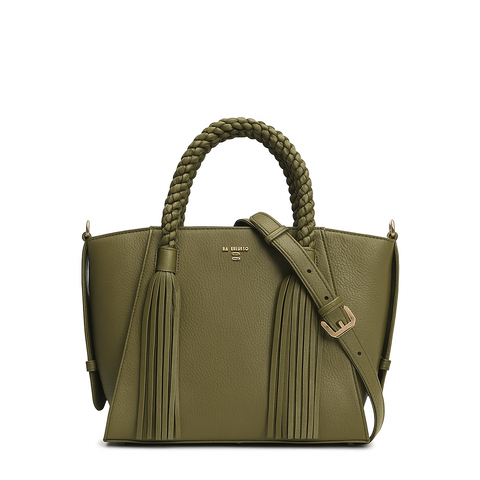 Small Wax Leather Satchel - Fern
