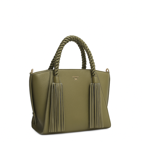 Small Wax Leather Satchel - Fern