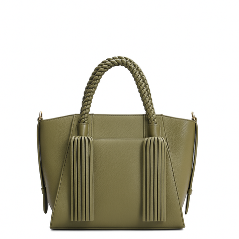 Small Wax Leather Satchel - Fern