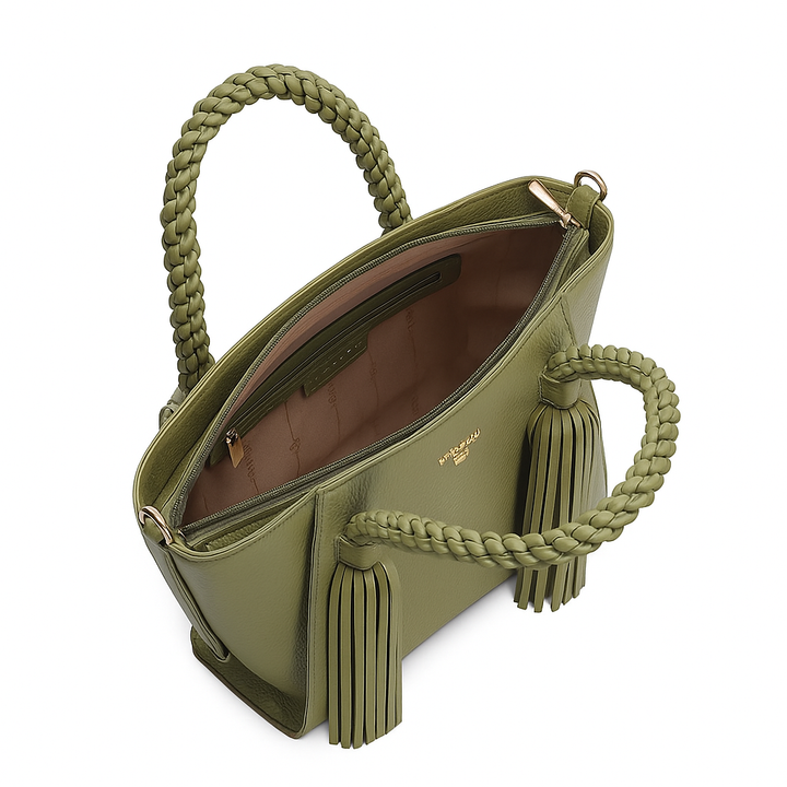 Small Wax Leather Satchel - Fern