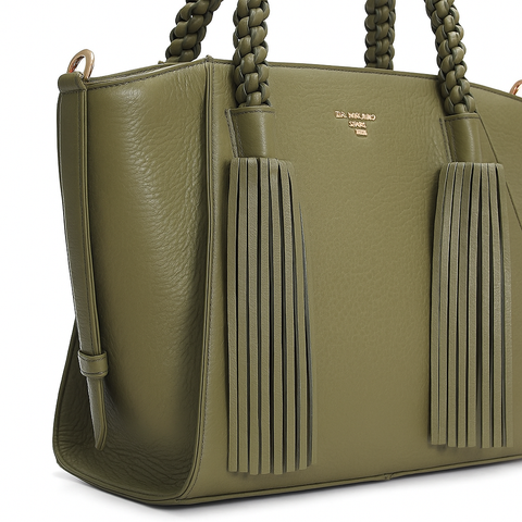 Small Wax Leather Satchel - Fern