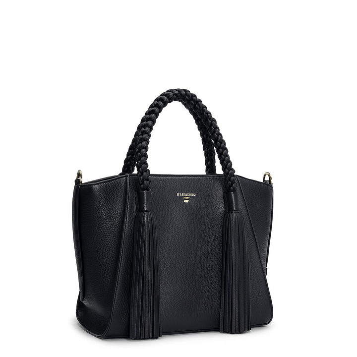 Small Wax Leather Satchel - Black