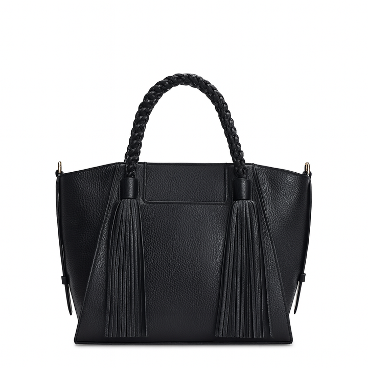 Small Wax Leather Satchel - Black