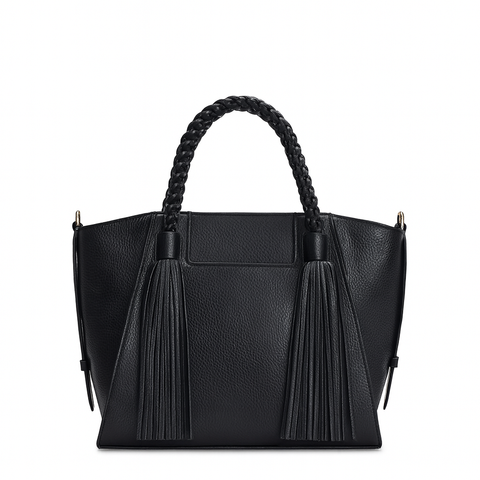 Small Wax Leather Satchel - Black