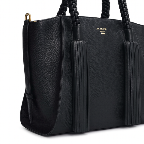 Small Wax Leather Satchel - Black