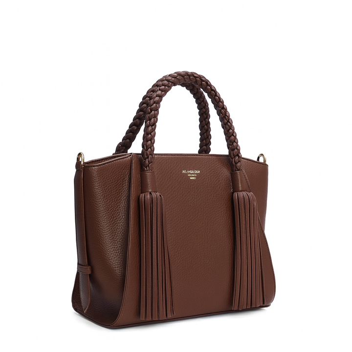 Small Wax Leather Satchel - Espresso