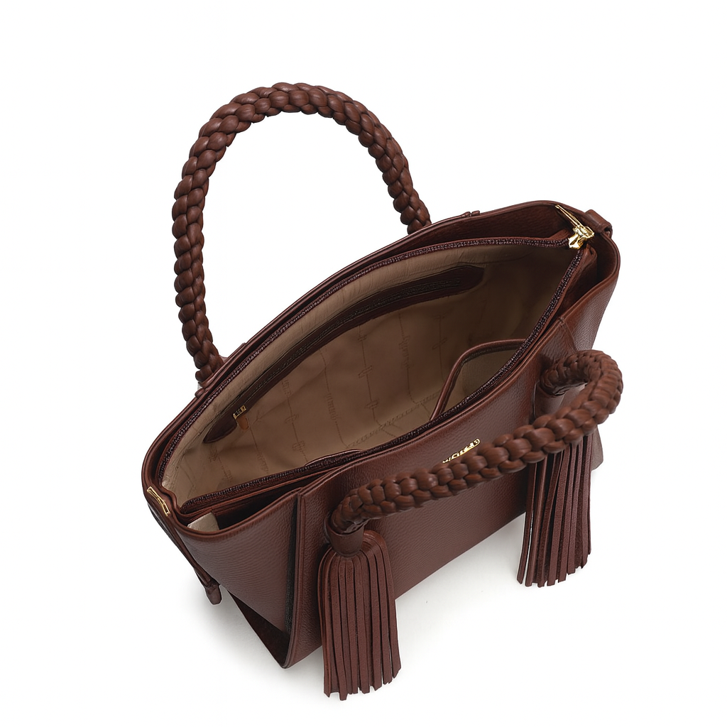 Small Wax Leather Satchel - Espresso