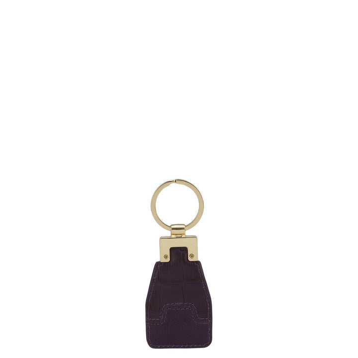 Croco Franzy Leather Key Chain - Grapevine