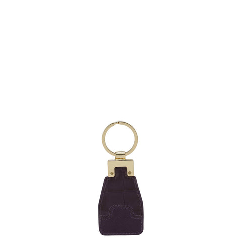 Croco Franzy Leather Key Chain - Grapevine