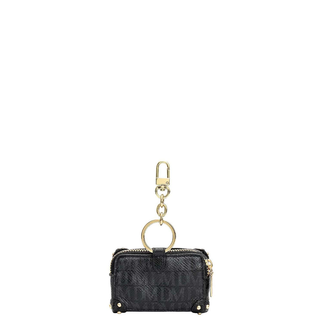 Monogram Leather Key Chain - Black