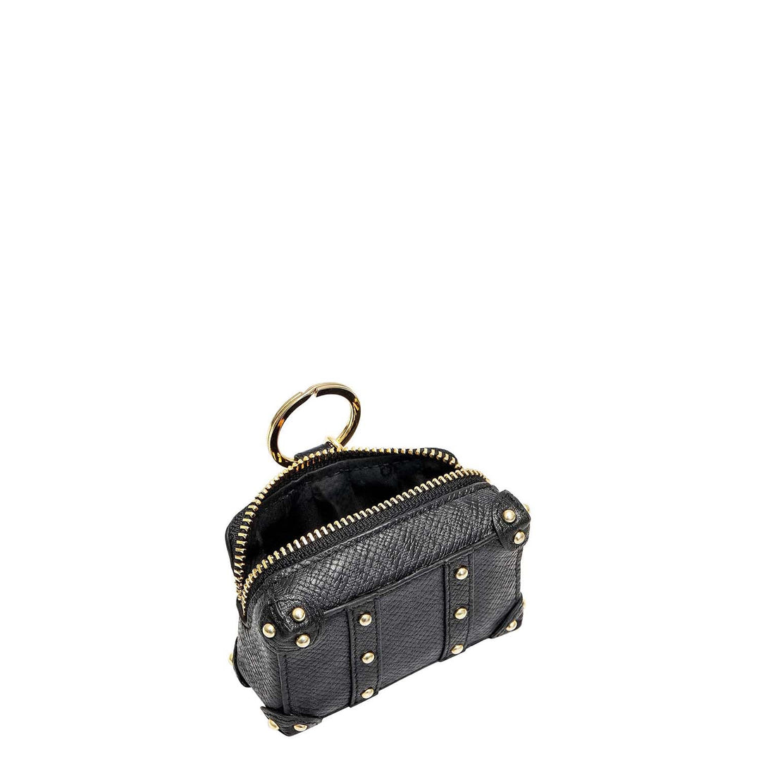 Monogram Leather Key Chain - Black