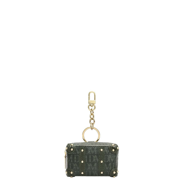 Monogram Leather Key Chain - Petrol Green