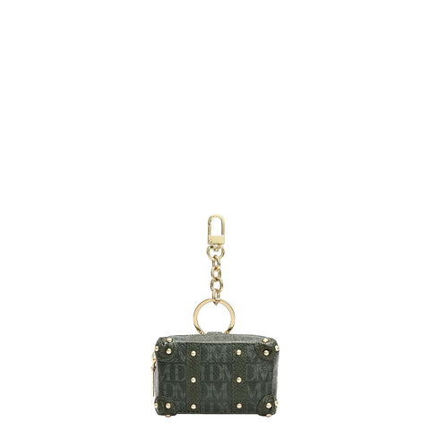 Monogram Leather Key Chain - Petrol Green