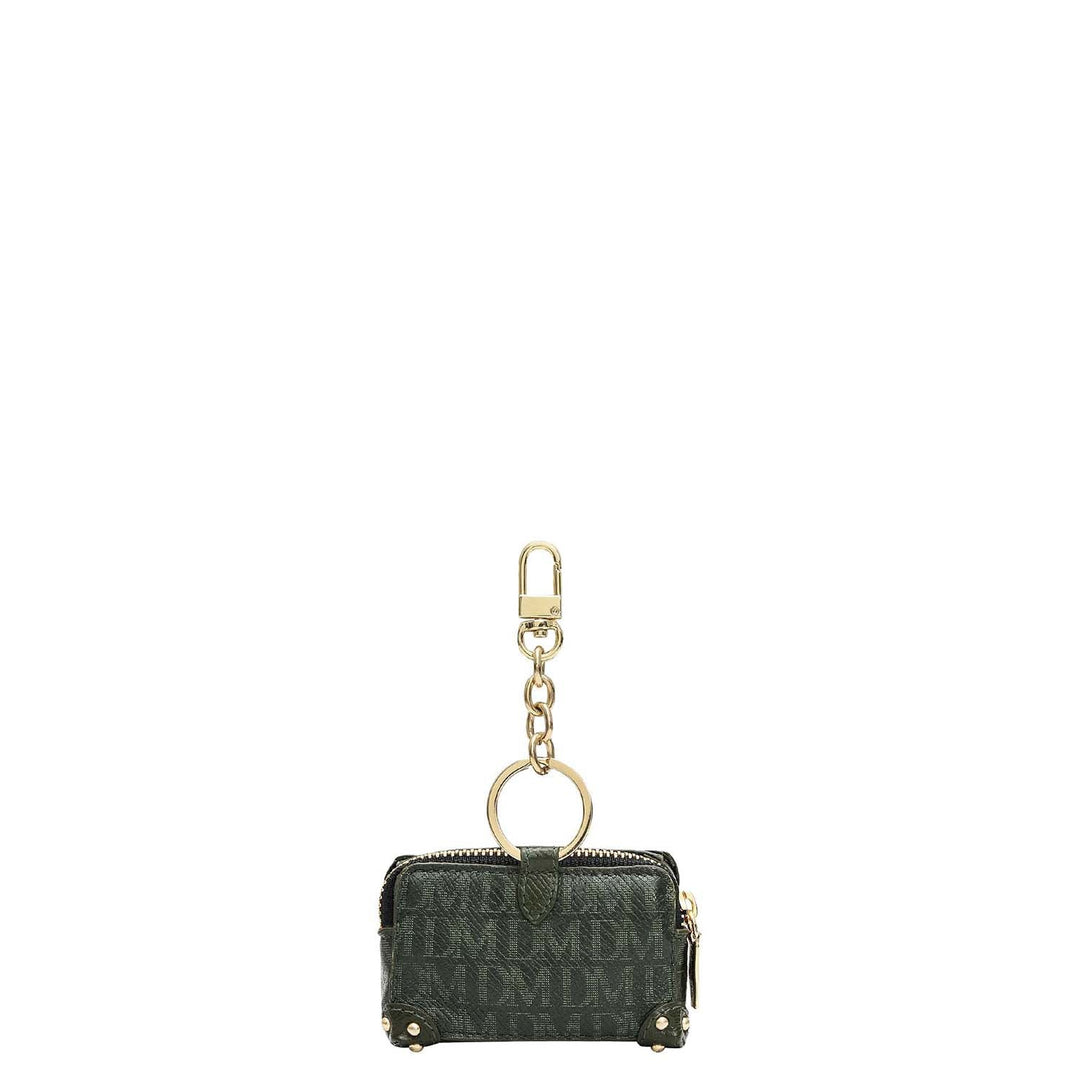 Monogram Leather Key Chain - Petrol Green