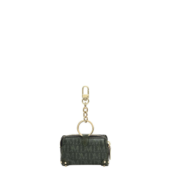 Monogram Leather Key Chain - Petrol Green