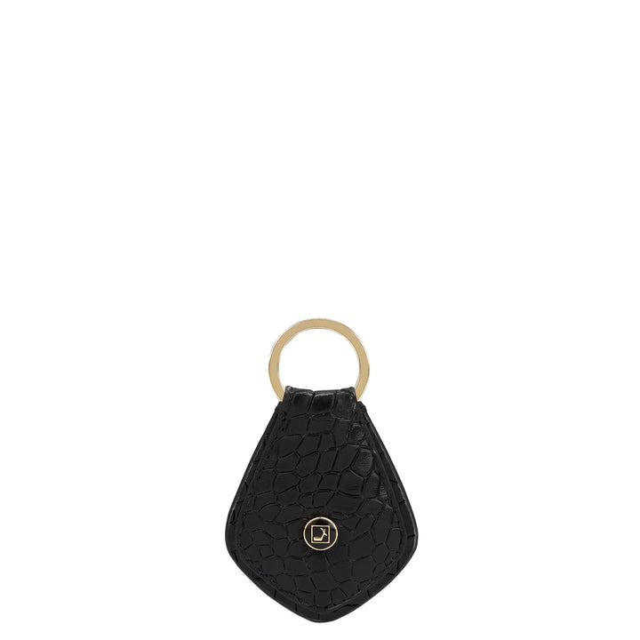 Croco Leather Key Chain - Black