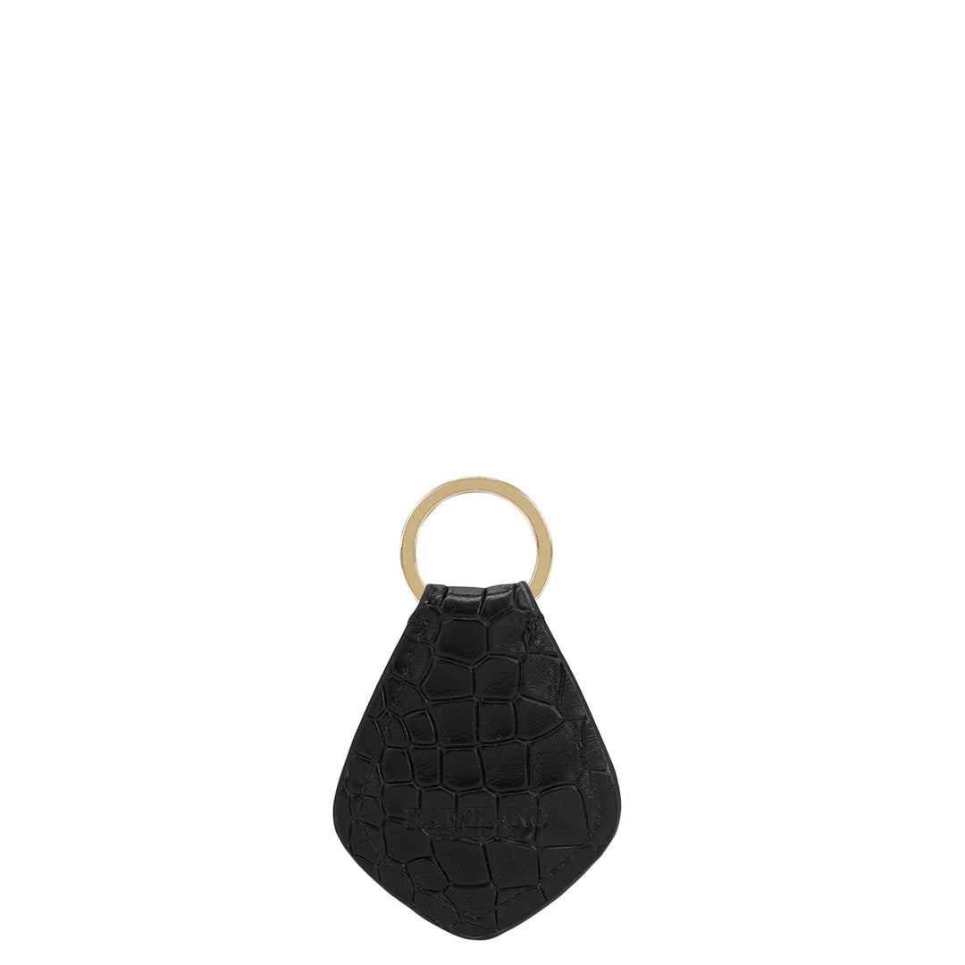 Croco Leather Key Chain - Black