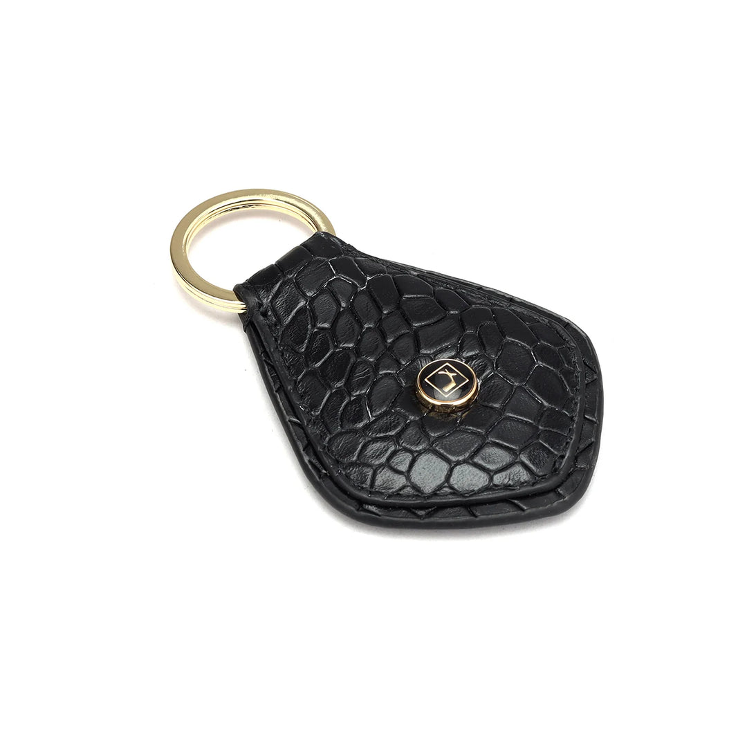 Croco Leather Key Chain - Black