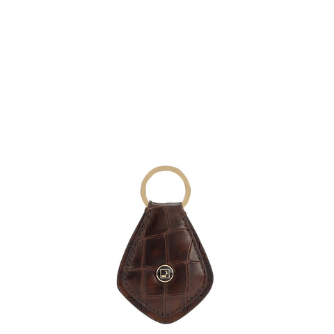 Croco Leather Key Chain - Brown