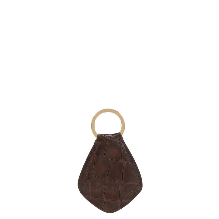 Croco Leather Key Chain - Brown