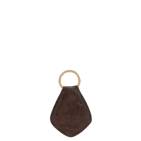 Croco Leather Key Chain - Brown