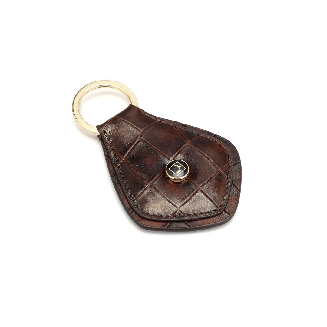 Croco Leather Key Chain - Brown