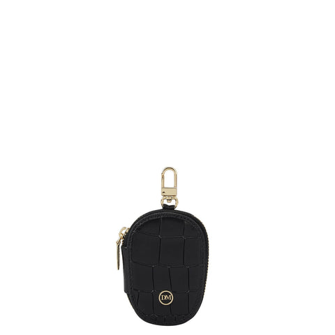 Croco Leather Key Chain - Black