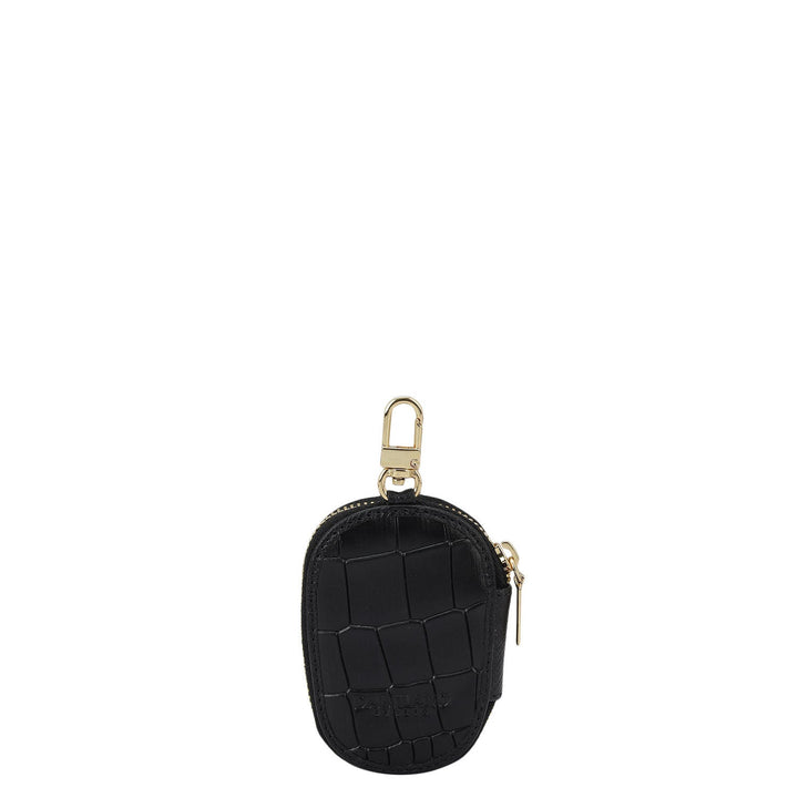 Croco Leather Key Chain - Black