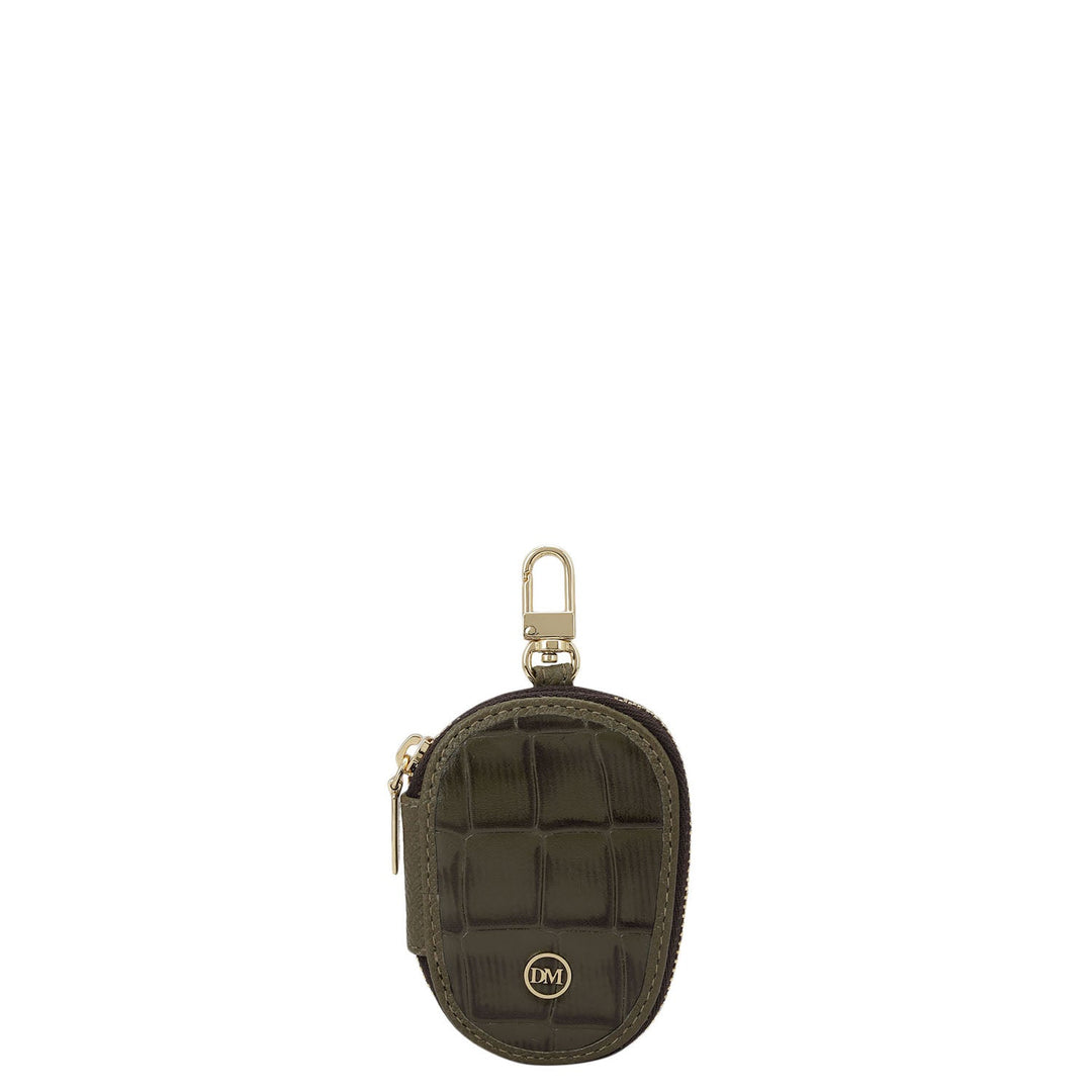 Croco Leather Key Chain - Military Green