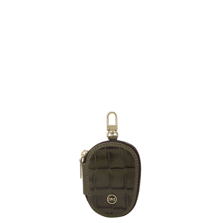 Croco Leather Key Chain - Military Green